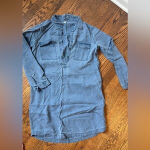 Old Navy Blue Chambray Button Down Shirt Dress